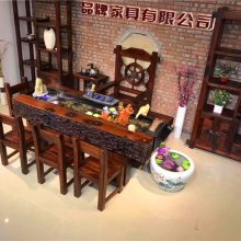 老船木家具船木茶桌 古船木茶台沉船木茶几实木泡茶桌椅组合现货