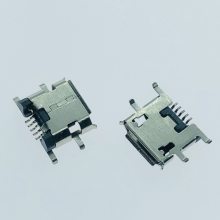 反向MICRO 5P母座 贴片SMT 反向型 迈克USB母座 四脚插板 卷边 有柱
