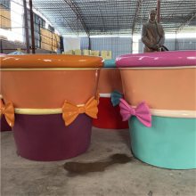 佛山青花瓷碗雕塑 玻璃钢咖啡杯坐凳雕塑 店铺道具摆件