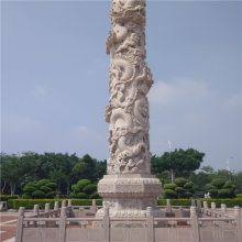 大理石石雕盘龙柱 户外罗马柱石雕 大型城市文化图腾柱
