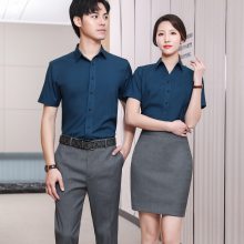 佛山商务工装长袖衬衫女短袖LOGO刺绣dity定制