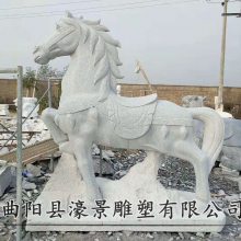 广场石雕马雕塑 河马石板凳 厂家定制石马摆放 骏马石制品