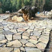 山东黄锈石板材花岗岩石材加工厂 黄金麻冰裂纹碎拼花广场地面砖