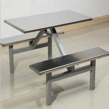 食堂四人位餐桌椅连体式 好用的不锈钢学校餐桌