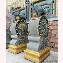 庭院大门门墩抱鼓戏球狮子抱鼓 祠堂石雕门鼓 各种造型