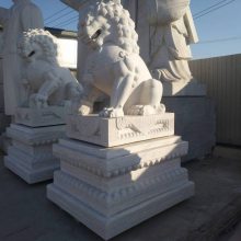 ***湖南汉白玉狮子 大门口摆件狮子 传统中式石雕狮子
