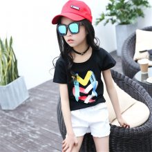 时尚韩版女装批发网址男女童短袖t恤卡通棉质卖衣服怎么找厂家合作夏款韩版儿童短袖T恤