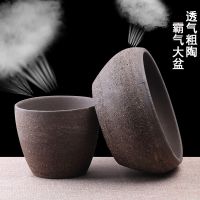 多肉粗陶盆创意陶瓷花盆透气陶土罐大号口径老桩紫砂盆底部有孔