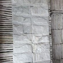 卧室地面 白木纹文化石内墙 不规则白砂岩碎拼石 白色蘑菇石