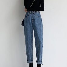 便宜新款库存牛仔裤秋季女装高腰修身韩版牛仔裤弹力小脚裤批发