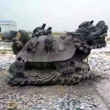石雕龙龟 晚霞红汉白玉青石喷水***龟 ******庭院家用流水摆件