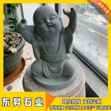 石雕小和尚 青石小沙弥 寺庙佛童雕塑摆件 石头人物小孩子