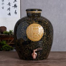 黄缠枝莲陶瓷酒坛 仿古泡酒坛酒瓶10斤20斤30斤 批发密封泡酒坛