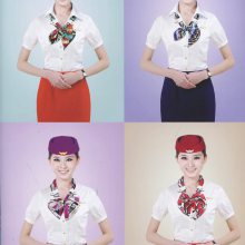 夏季空姐工作服定制 空姐衬衫 半裙送丝巾 上航空姐服图片 上海亿妃服饰