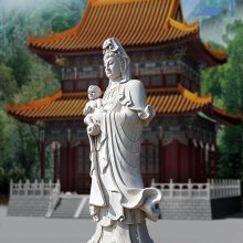 石雕观音汉白玉寺庙***观世音菩萨大理石南海送子观音雕塑定做