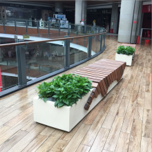 玻璃钢仿木条花盆休闲坐凳组合雕塑商场机场休息休闲椅摆放