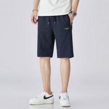 運(yùn)動(dòng)褲男士直筒大碼五分褲寬松大褲衩休閑中褲純色字母刺繡短褲