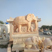 吉祥如意石雕大象 汉白玉石雕动物 石雕小象
