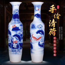 赠送瓷器大花瓶礼品，景德镇手绘落地大花瓶，祖庙重修竣工大花瓶