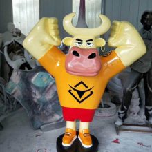 梅州2021牛年新年喜庆美陈玻璃钢卡通牛公仔雕塑