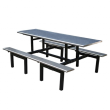 食堂不锈钢连体餐桌椅 定制中分段8人食堂餐桌椅