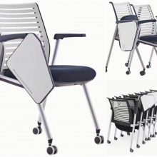 会议室折叠椅子带写字板四脚移动简约学生培训椅带桌板办公职员椅
