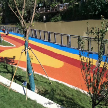 青岛及周边人工河道散步区域改造成彩色路面 沥青改色施工