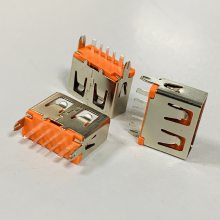 5P 直插大电流母座 橙色胶芯 USB 5P 180°插板快充*** A母 5P 快充插座 彩色胶芯
