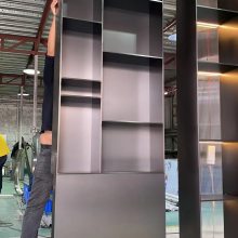 做旧仿紫铜不锈钢屏风 新中式古典金属镂空花格