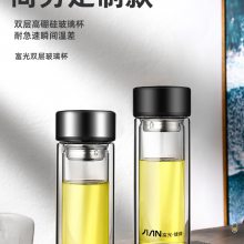 水晶玻璃杯定制logo 户外运动水壶泡茶礼品杯印字