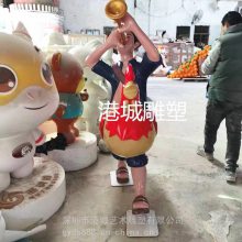 广州公园广场卖榄人雕塑玻璃钢吹着唢呐叫卖鸡公榄雕塑