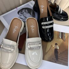 百麗 妙麗女鞋 雙層水鉆 洋氣休閑 氣質(zhì) 春夏秋款 舒適半托 拖鞋 ***