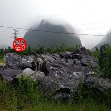 安徽吨位景观石***格 大型黑山石假山石 异形加工水钵切片石