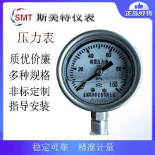 斯美特YN-60Z不锈钢耐震压力表 YN-60轴向气压表