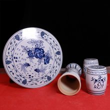 青花家居摆件桌椅 陶瓷桌子凳子套装 手绘青花瓷桌凳 户外阳台庭院桌椅