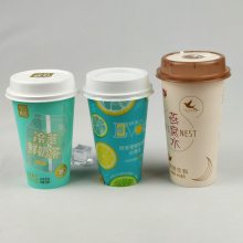 加厚果汁茶一次性塑料杯子 耐高温可蒸煮***水果茶果汁茶塑料杯 蜜谷果汁茶奶茶杯子定做