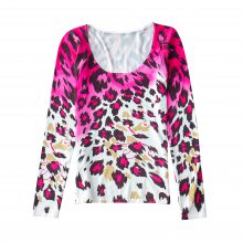 SHEIN毛衣供应商豹纹印花复古圆领针织毛衣女