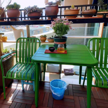 南京花园酒店户外休闲桌椅北欧风格6椅1桌彩色铁艺户外餐桌椅