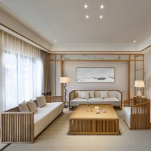 新中式实木沙发123组合中式客厅高端乌金木沙发复古家具