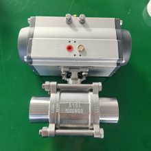 不锈钢卫生级气动三片式球阀 高平台球阀 全包四氟