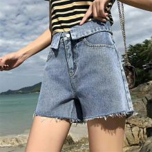 库存地摊货源***1元2元牛仔女短裙 湖北仙桃***休闲破洞女老爹裤