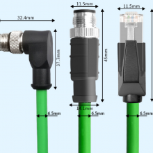 M12-RJ45 M12转RJ45网线4芯D型编码线工业相机以太网传感器连接线高柔网线