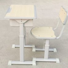 中学生螺丝升降单人位课桌椅注塑封边板高度可调节课桌生产厂家