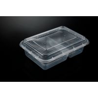 一次性塑料打包盒透明快餐盒外卖饭盒便当盒一次性饭盒1100ML分格透明