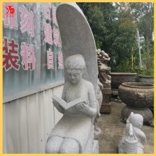 抽象人物石雕看书女孩花岗岩石材雕刻校园广场石雕摆件厂家定制