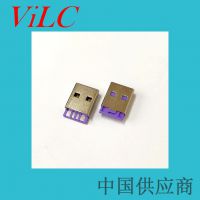 A公大电流-过***/短体USB2.0公座-闪充手机充电头接口 紫色胶芯