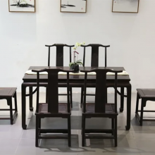 红木家具印尼黑酸枝餐桌西餐桌六椅实木中式客厅家具长方桌 名琢世家