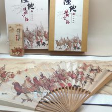 陕西丝绸之路卷轴画装裱好 丝绸折扇 绿地丝绸之路纪念品