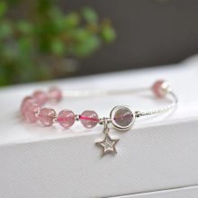 红绡珠宝草莓晶手链原创设计纯银材质搭配