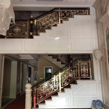 北 京铜艺镂空工艺品楼梯护栏 玻璃现代铝简约轻奢YX-398